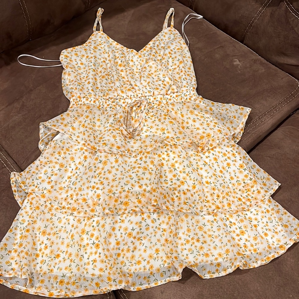 Spaghetti Strap Sunflower Dress